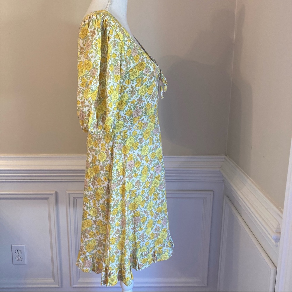 FAITHFULL THE BRAND Agathe Yellow Floral Mini Dress - Picture 3 of 12